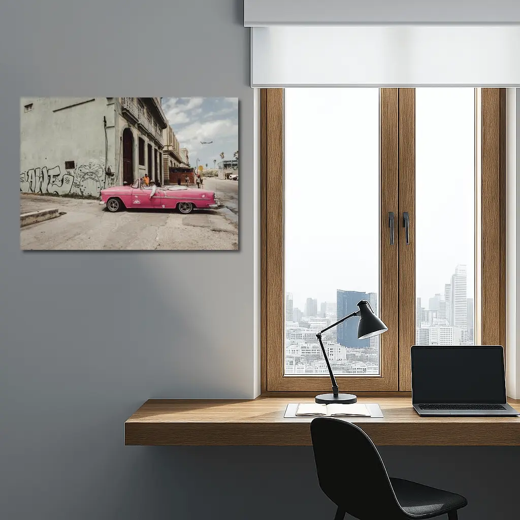 Pink Chevrolet Classic Convertible Havana Street – Wall Art