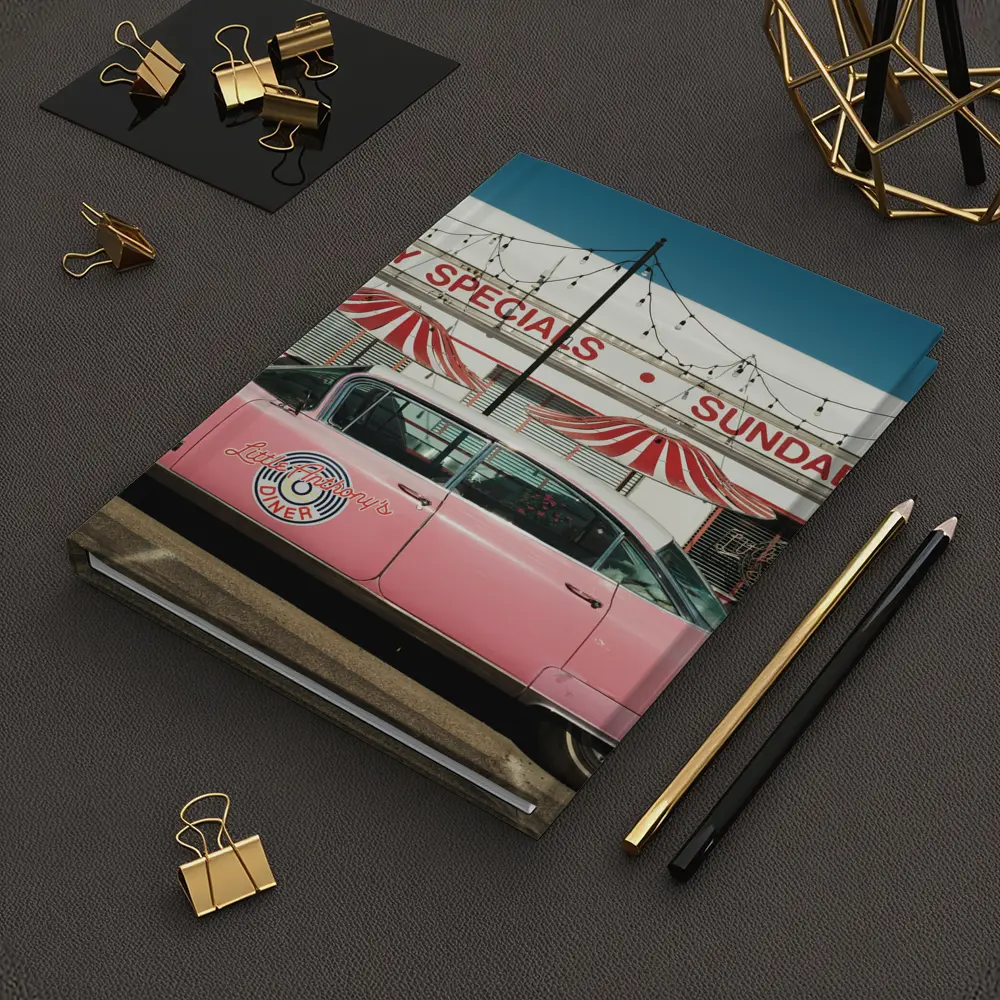 Pink Cadillac Classic American Diner Scene – Notebooks