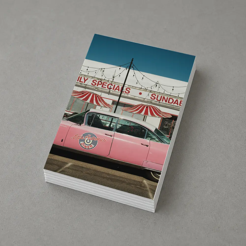 Pink Cadillac Classic American Diner Scene – Postcards