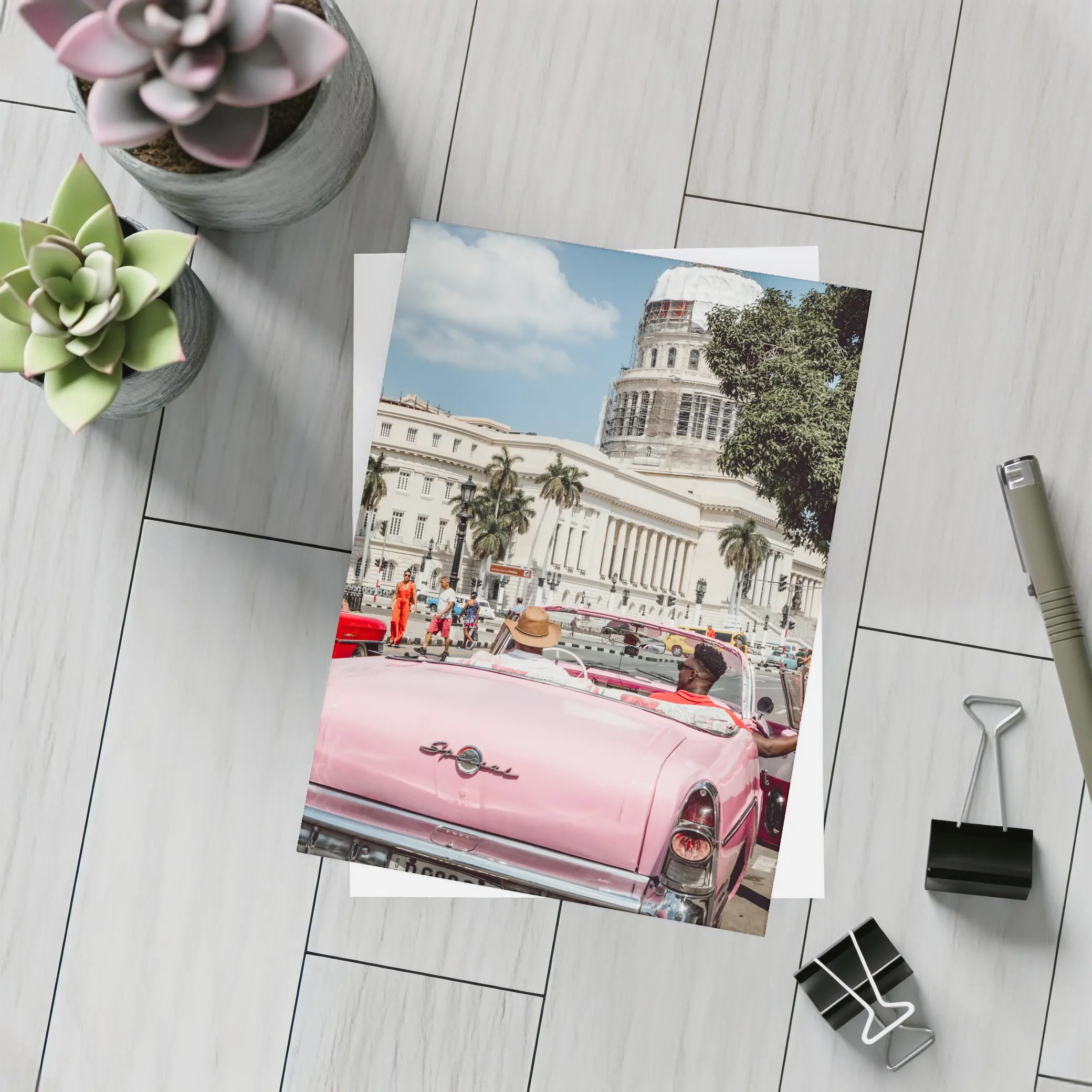 Pink Classic Car Havana Capitol Cuba Street – Postcards