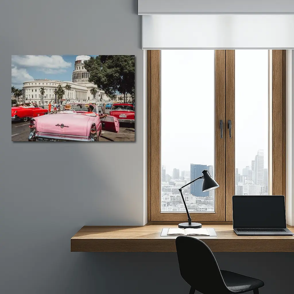 Pink Classic Car Havana Capitol Cuba Street – Wall Art