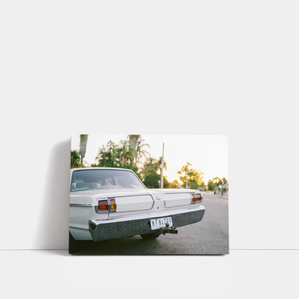 Classic Dodge Car Parked at Sunset Street – Wall Art