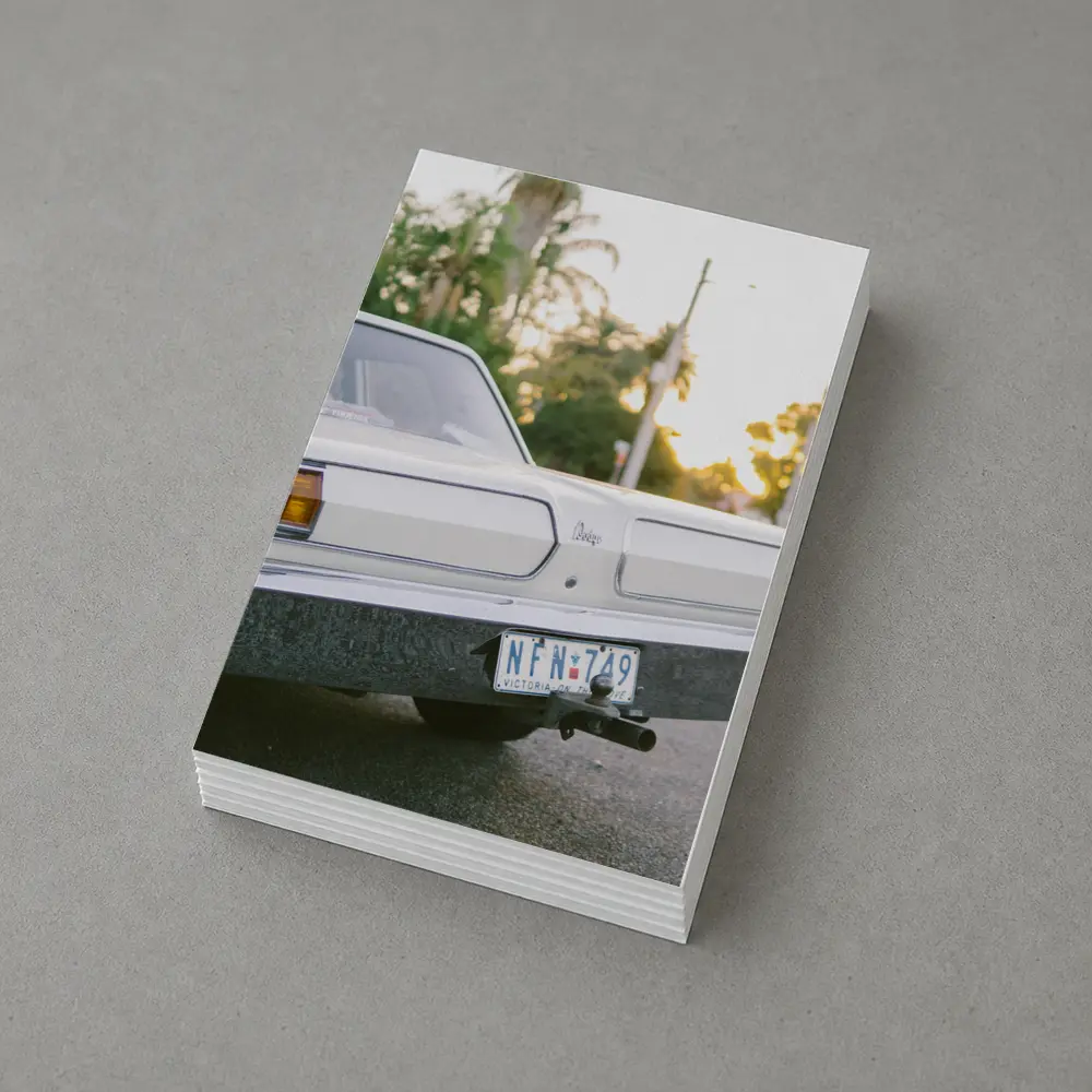 Classic Dodge Car Parked at Sunset Street – Postcards