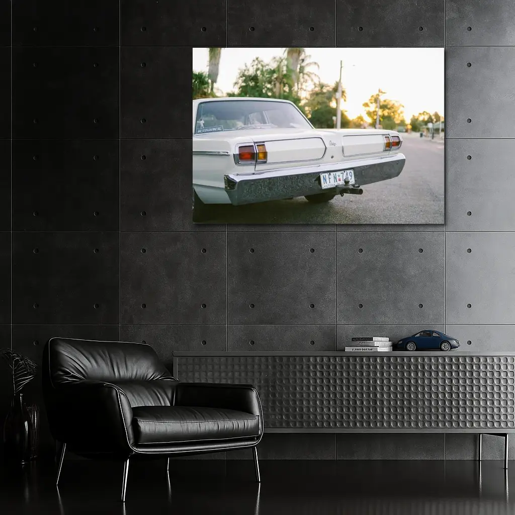Classic Dodge Car Parked at Sunset Street – Wall Art