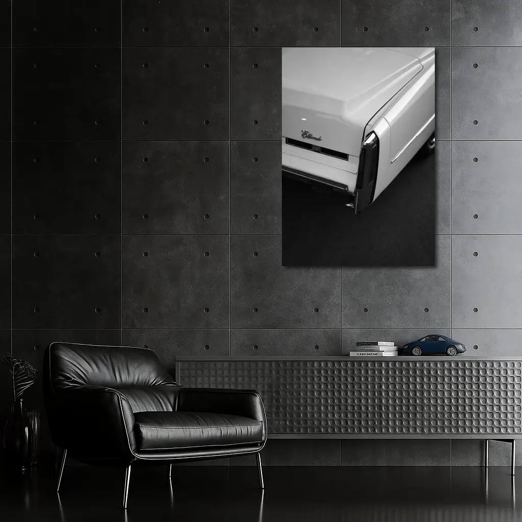 Cadillac Eldorado Classic Black White Close Up – Wall Art