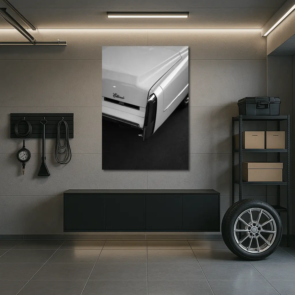 Cadillac Eldorado Classic Black White Close Up – Wall Art