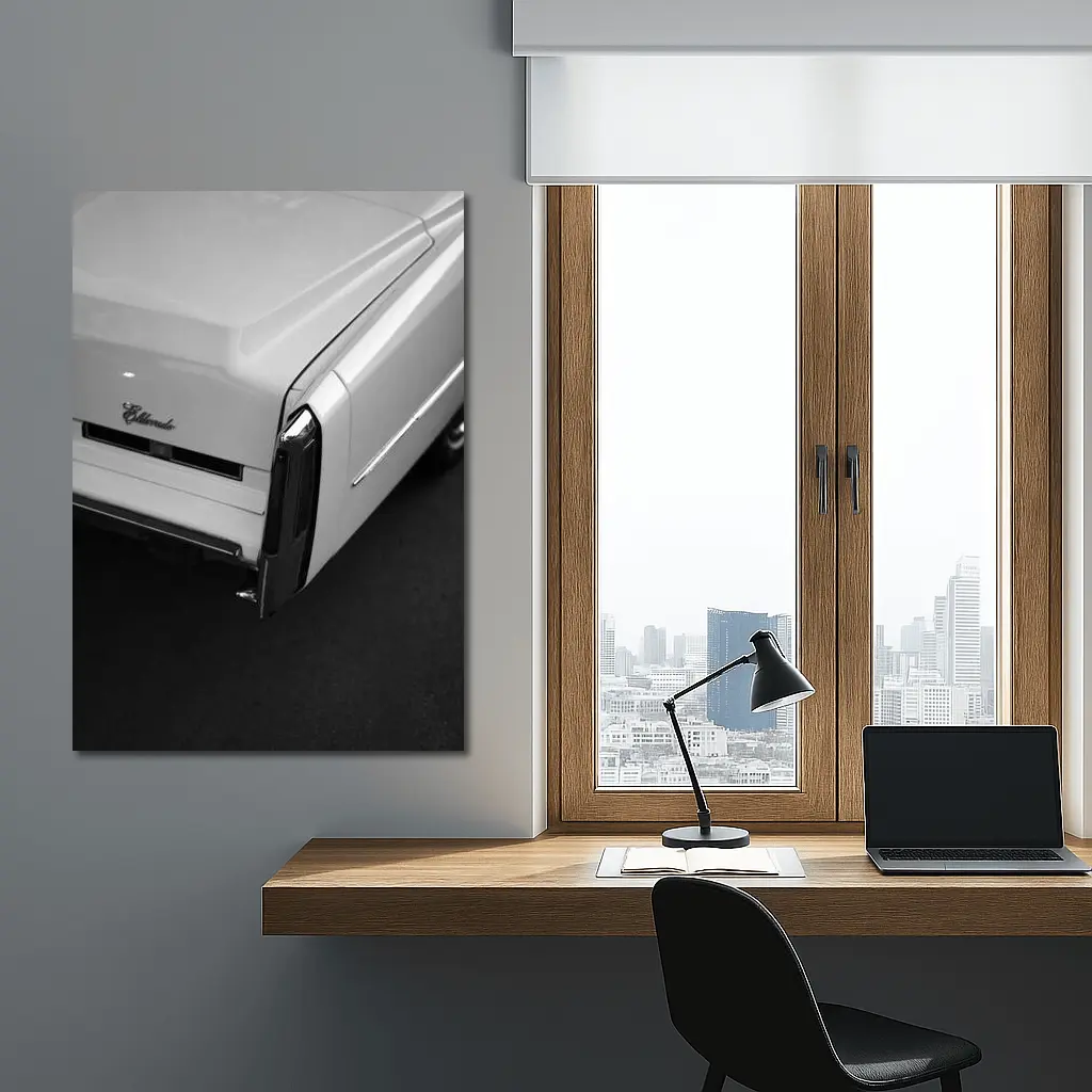 Cadillac Eldorado Classic Black White Close Up – Wall Art