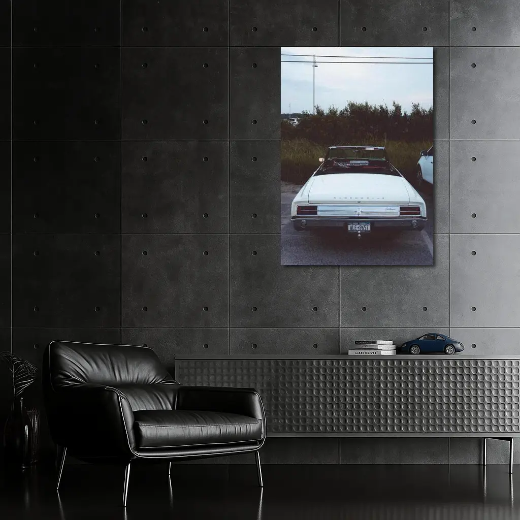 Oldsmobile Cutlass Convertible Rear View White – Wall Art
