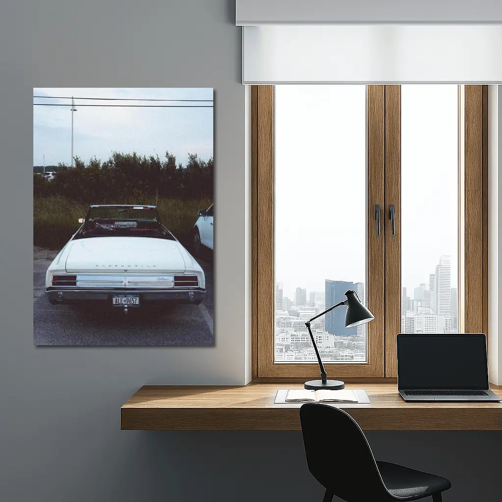 Oldsmobile Cutlass Convertible Rear View White – Wall Art
