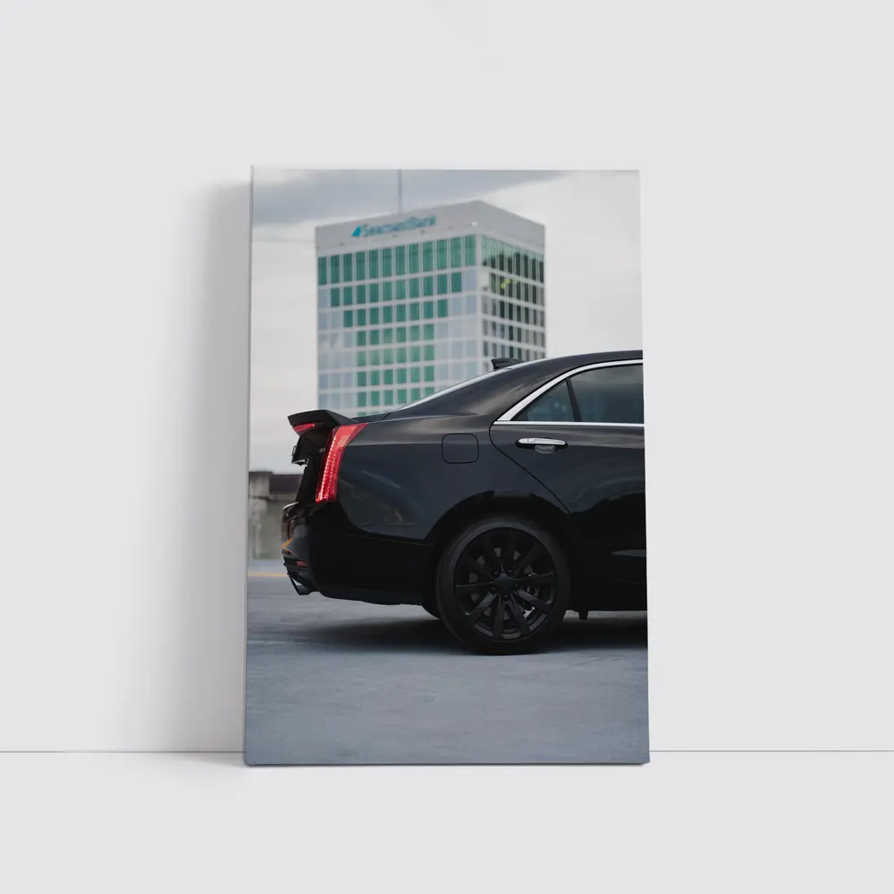 Black Cadillac ATS Rear Urban Rooftop – Wall Art