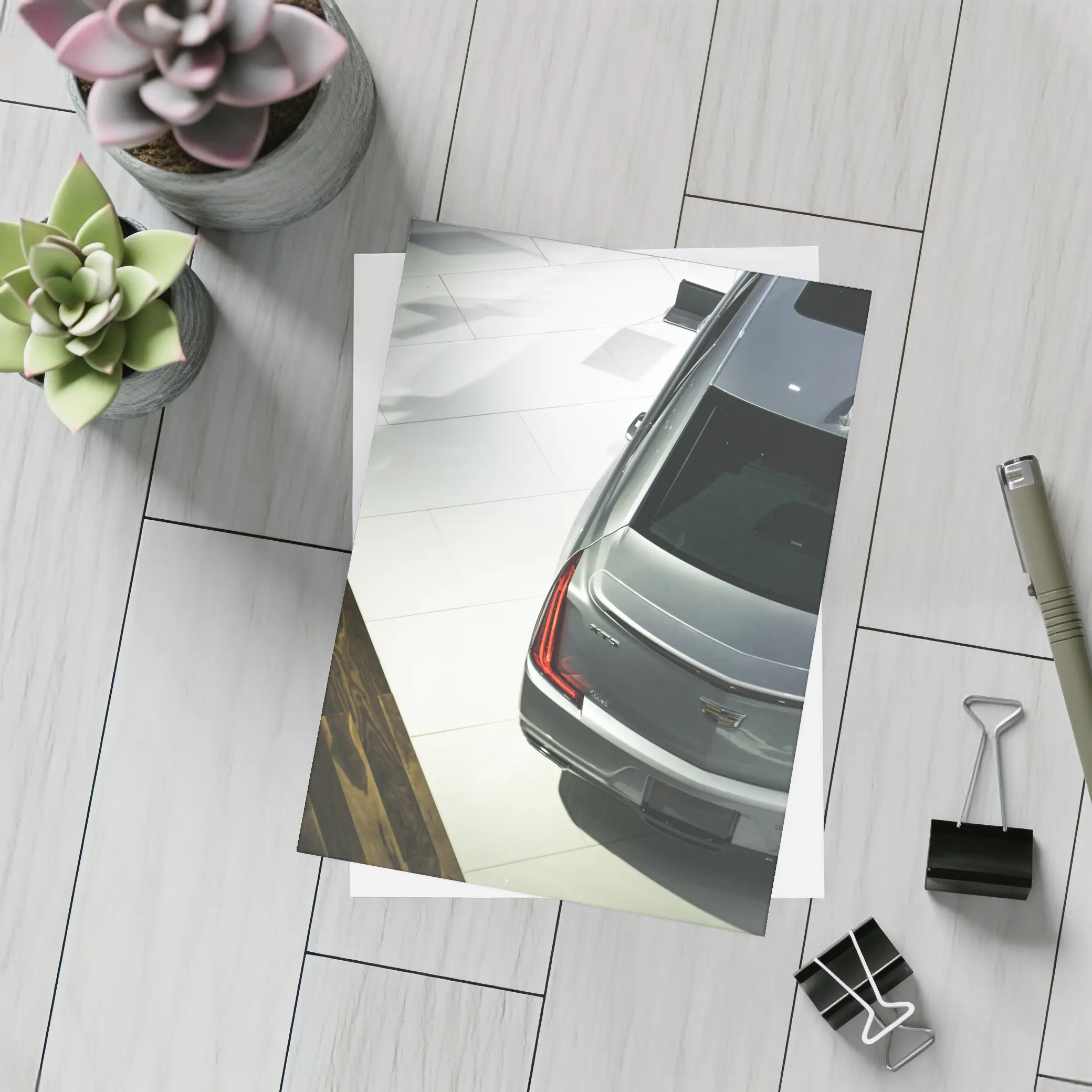 Cadillac CT5 Silver Sedan Showroom View – Postcards