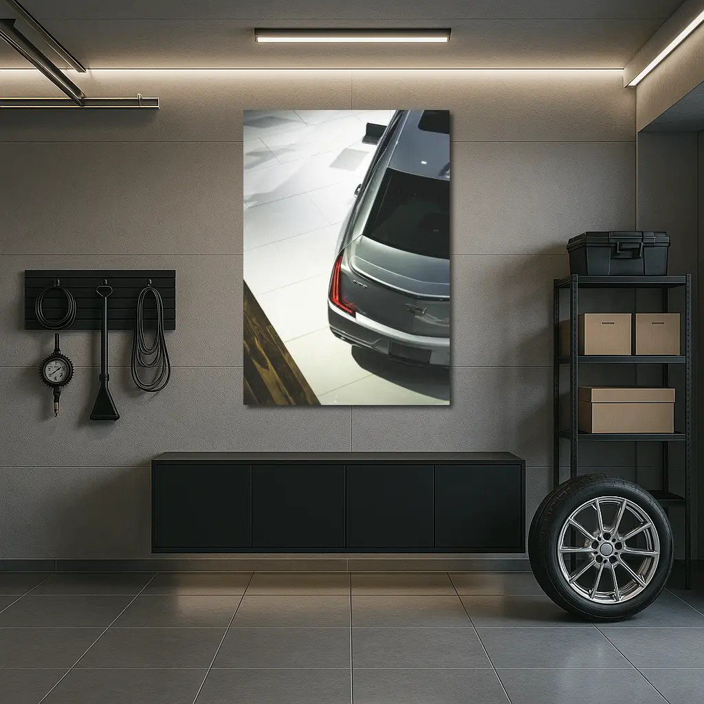 Cadillac CT5 Silver Sedan Showroom View – Wall Art