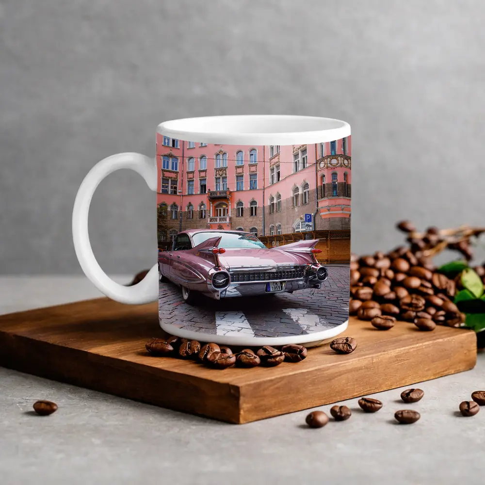 Classic Cadillac DeVille Pink European Street – Mugs