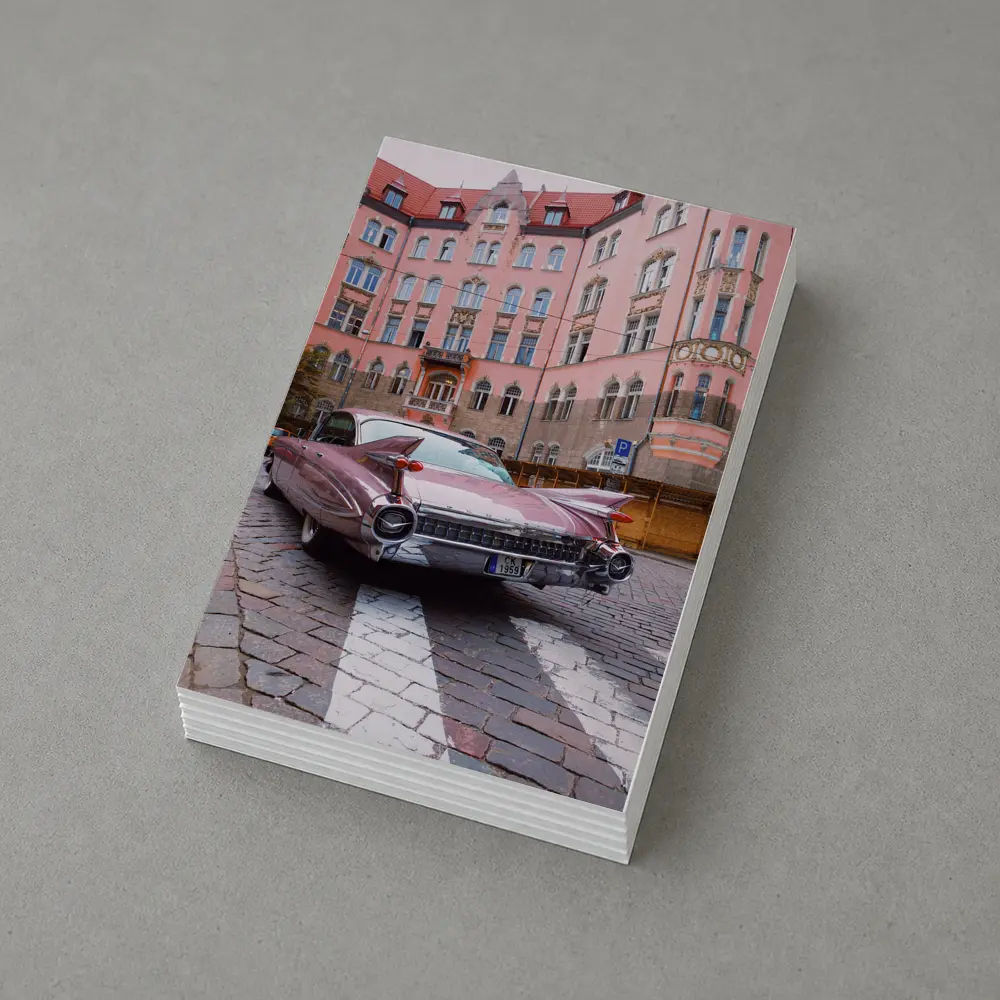 Classic Cadillac DeVille Pink European Street – Postcards