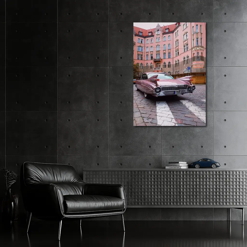 Classic Cadillac DeVille Pink European Street – Wall Art
