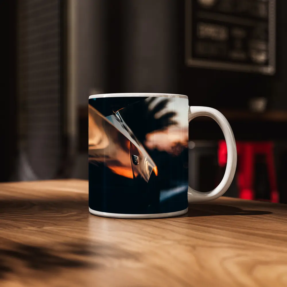 Jeep Badge Close Up Sunset Glow – Mugs