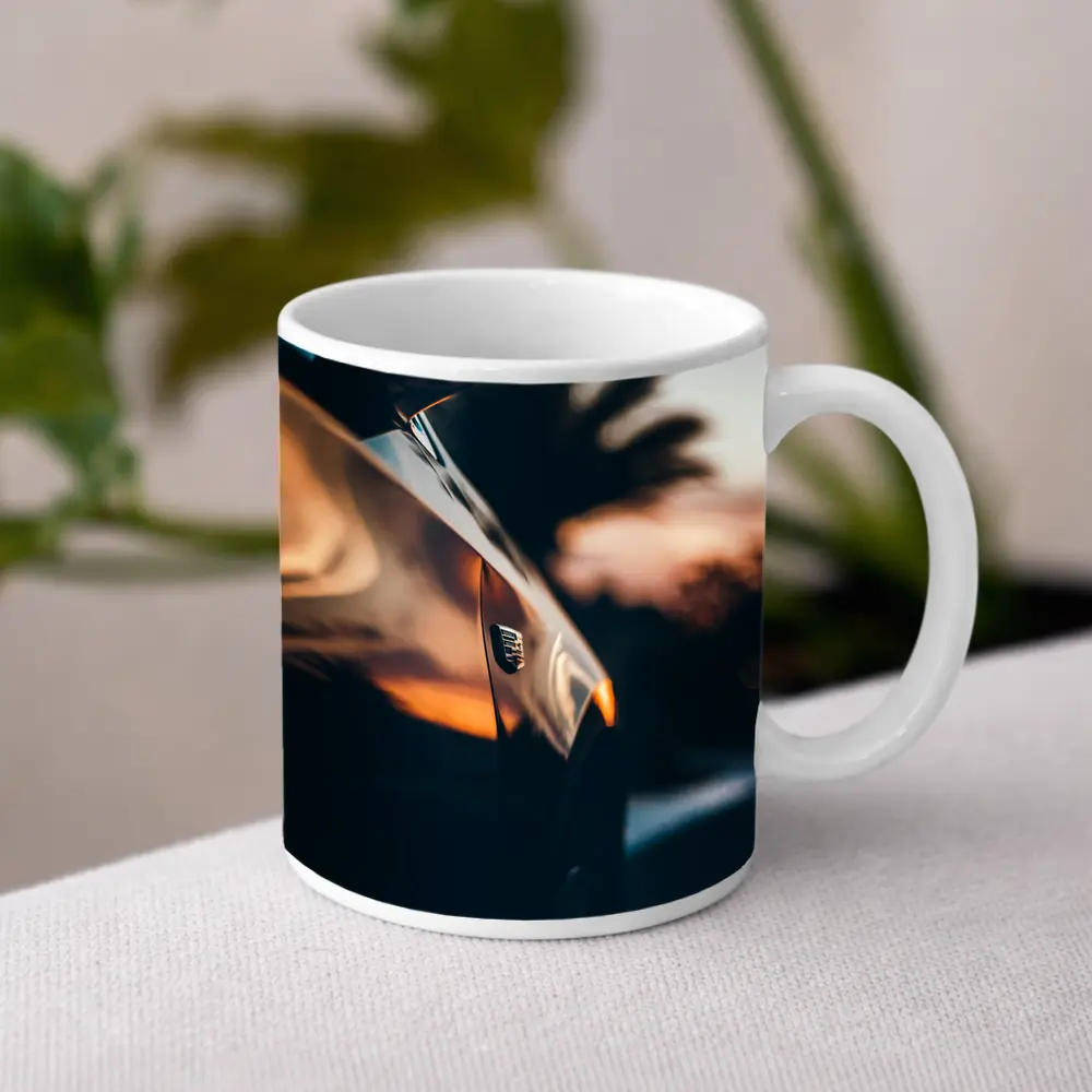 Jeep Badge Close Up Sunset Glow – Mugs