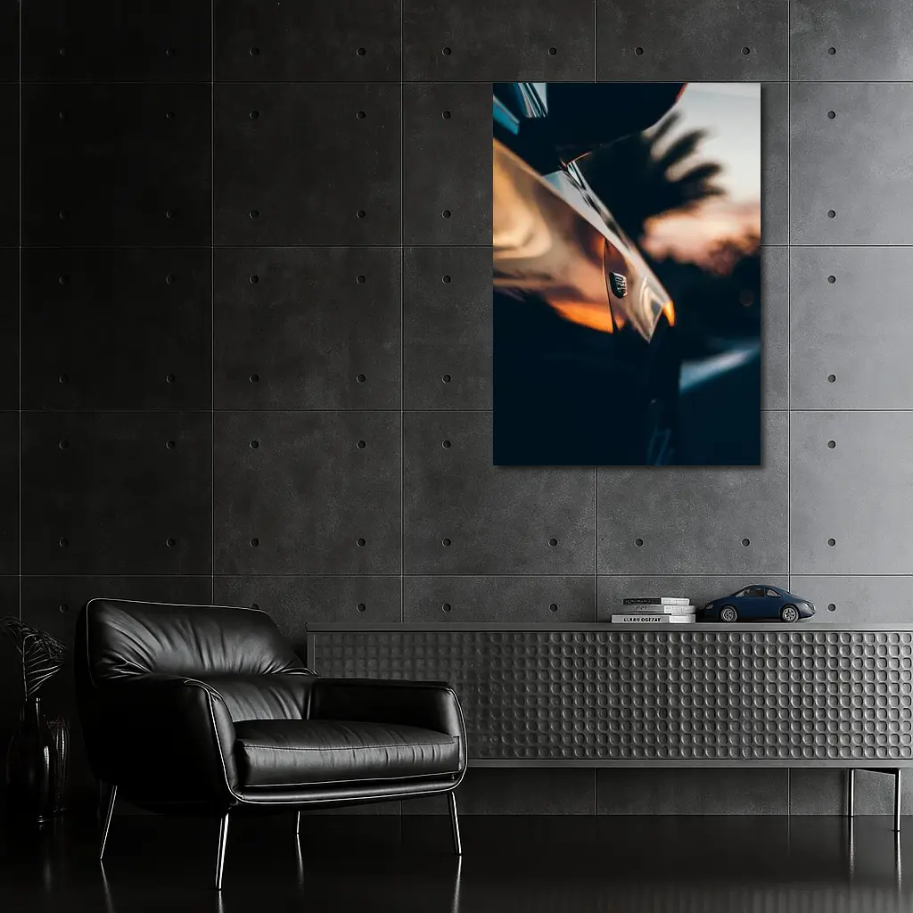 Jeep Badge Close Up Sunset Glow – Wall Art