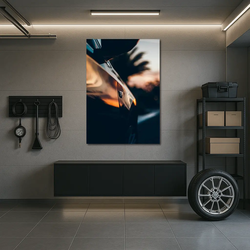 Jeep Badge Close Up Sunset Glow – Wall Art