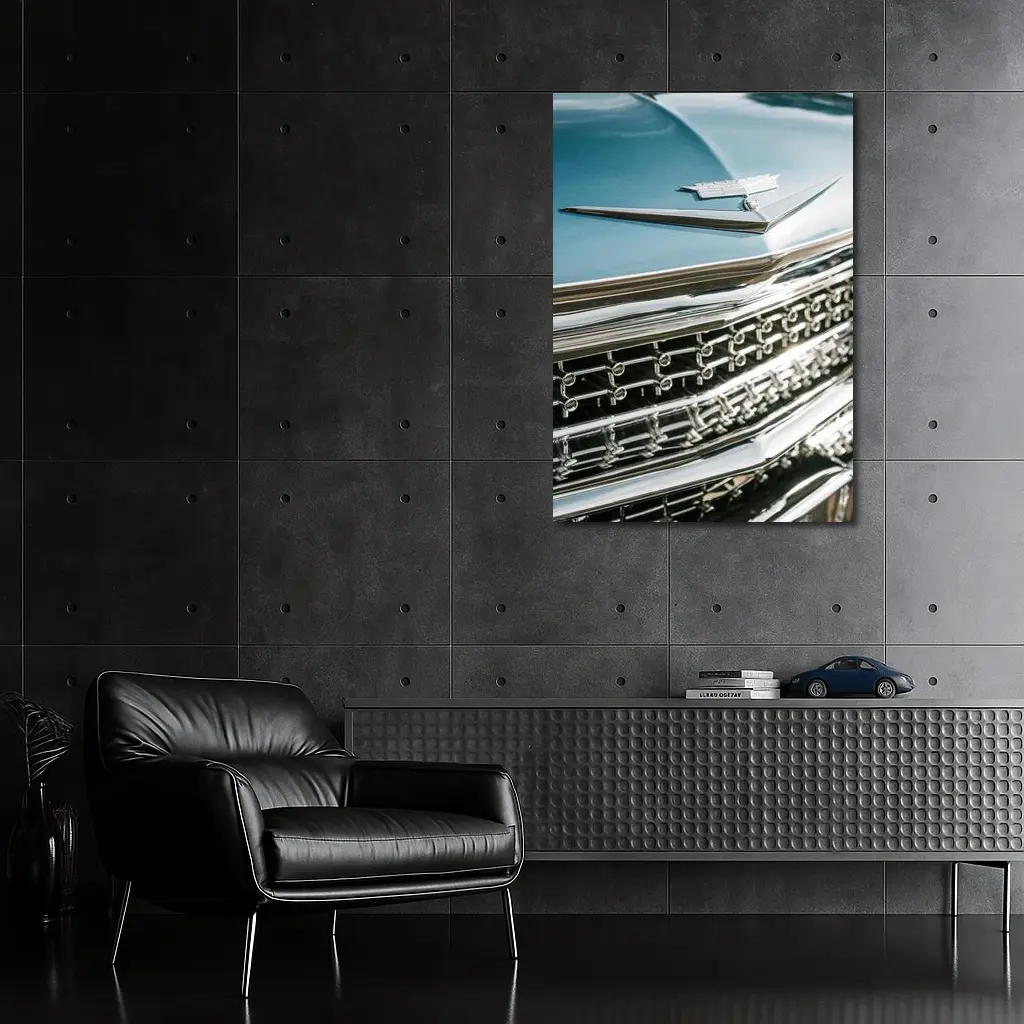 Classic Cadillac Chrome Grille Blue Hood – Wall Art