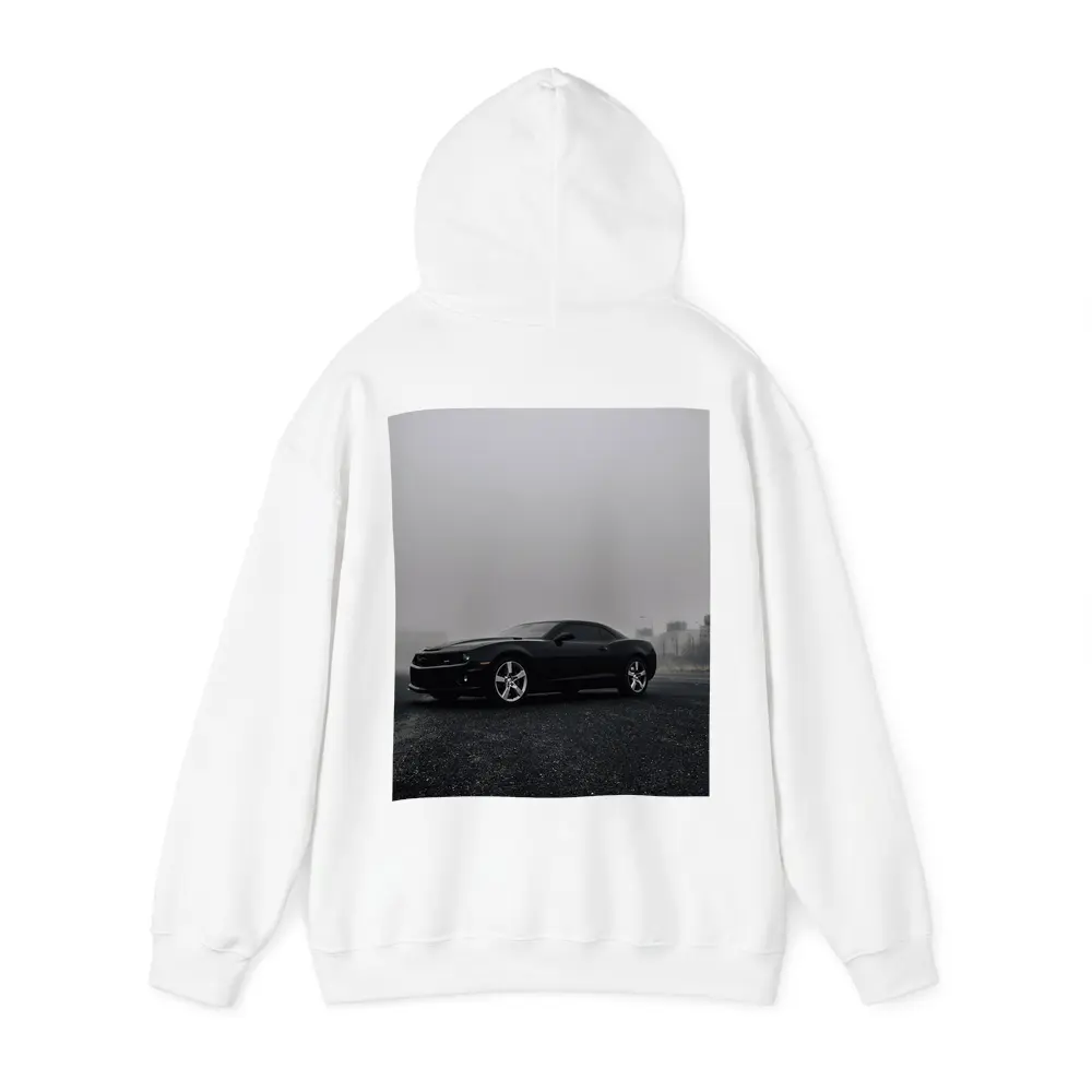 Black Chevrolet Camaro Foggy Urban Scene – Hoodies