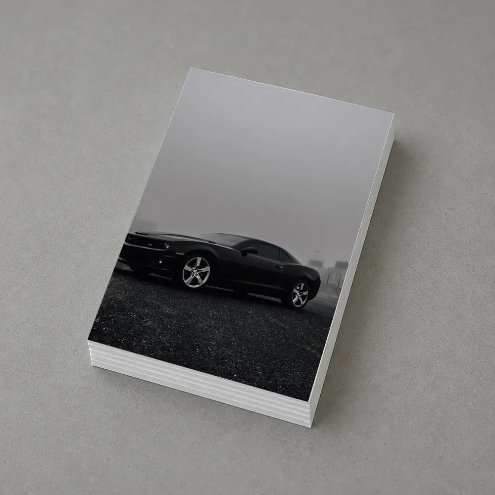 Black Chevrolet Camaro Foggy Urban Scene – Postcards