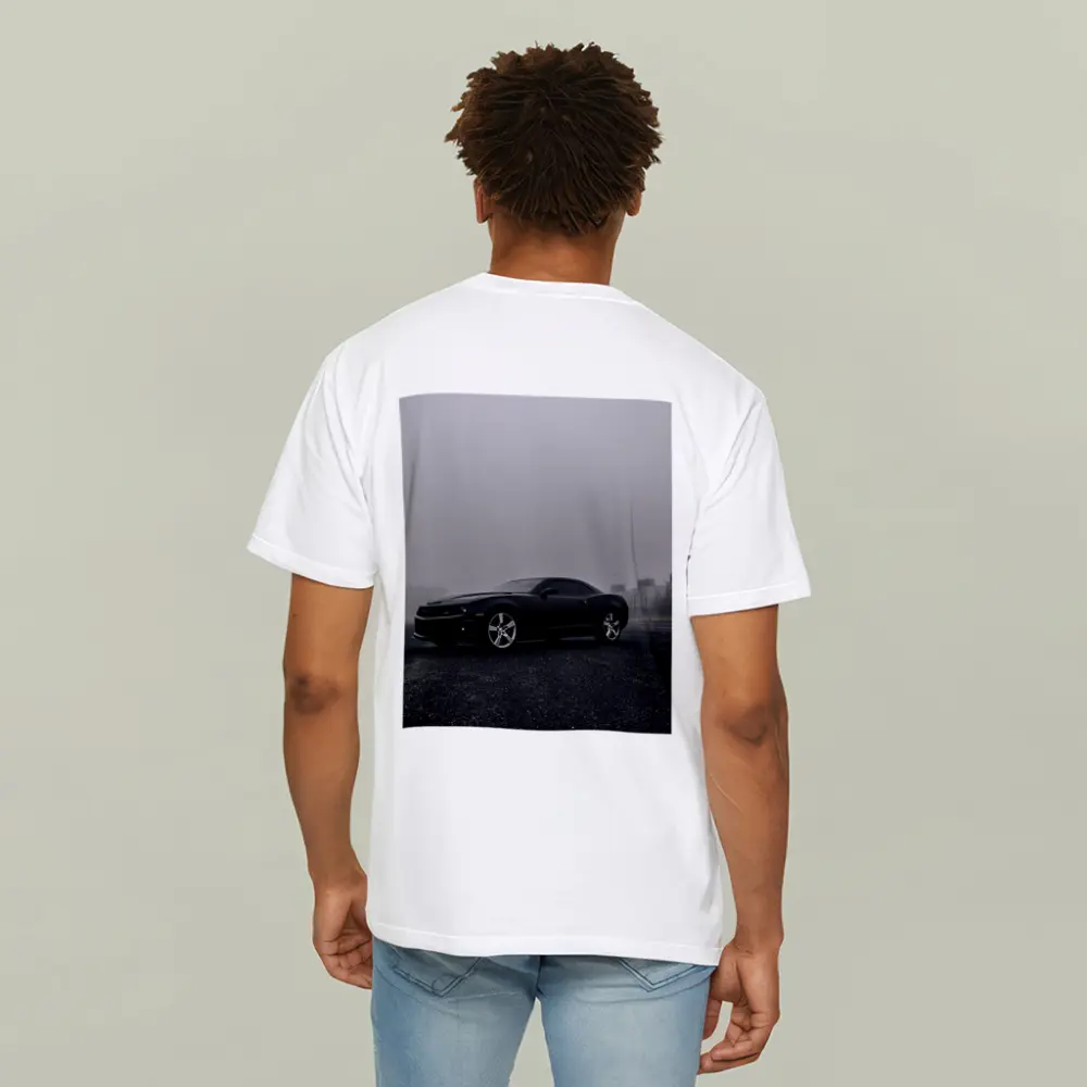 Black Chevrolet Camaro Foggy Urban Scene – T-Shirts