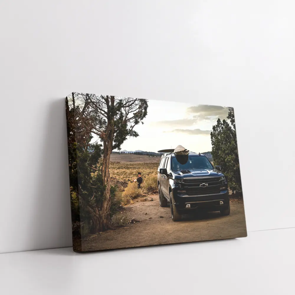 Chevrolet Silverado Black Truck Desert Landscape – Wall Art