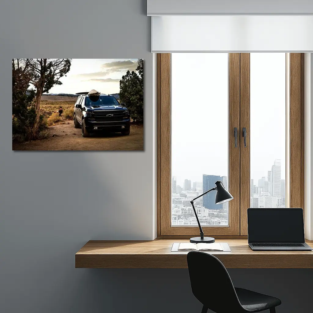Chevrolet Silverado Black Truck Desert Landscape – Wall Art
