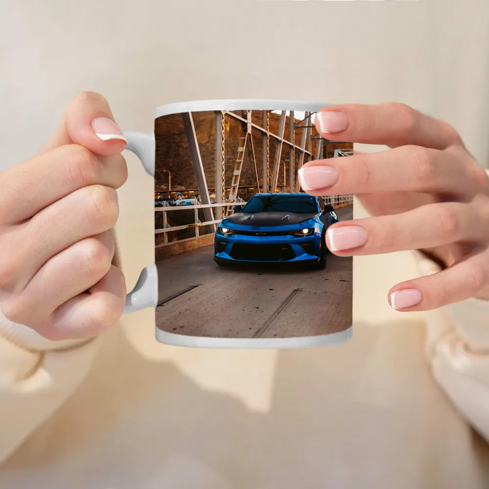 Blue Chevrolet Camaro on Steel Bridge – Mugs