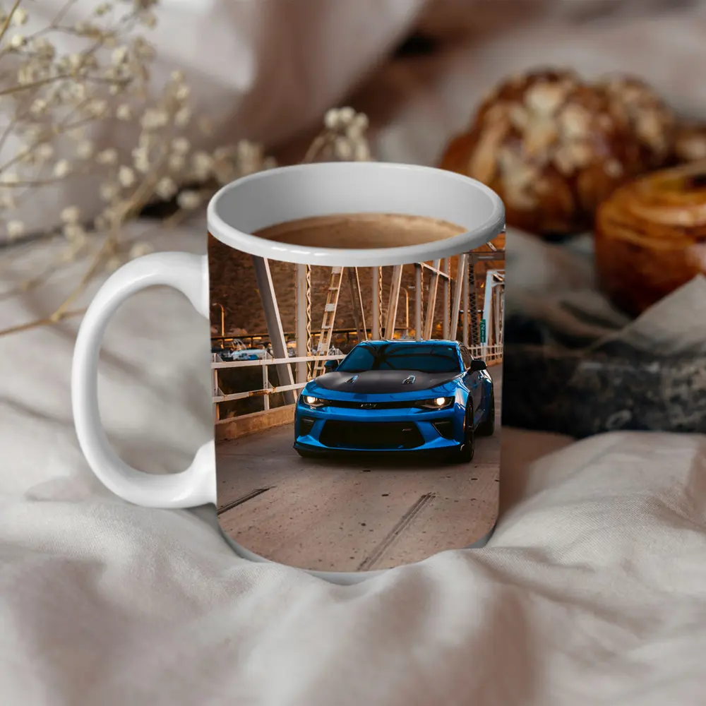 Blue Chevrolet Camaro on Steel Bridge – Mugs