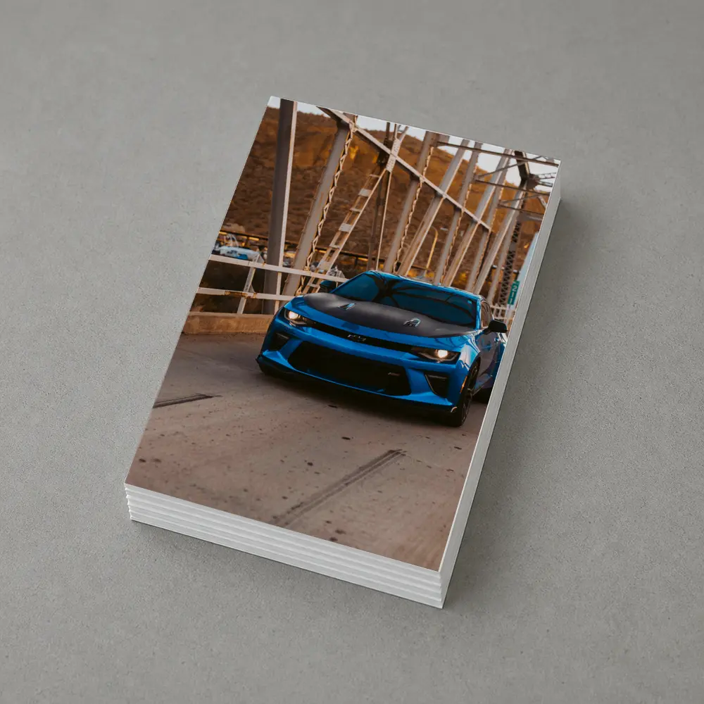 Blue Chevrolet Camaro on Steel Bridge – Postcards