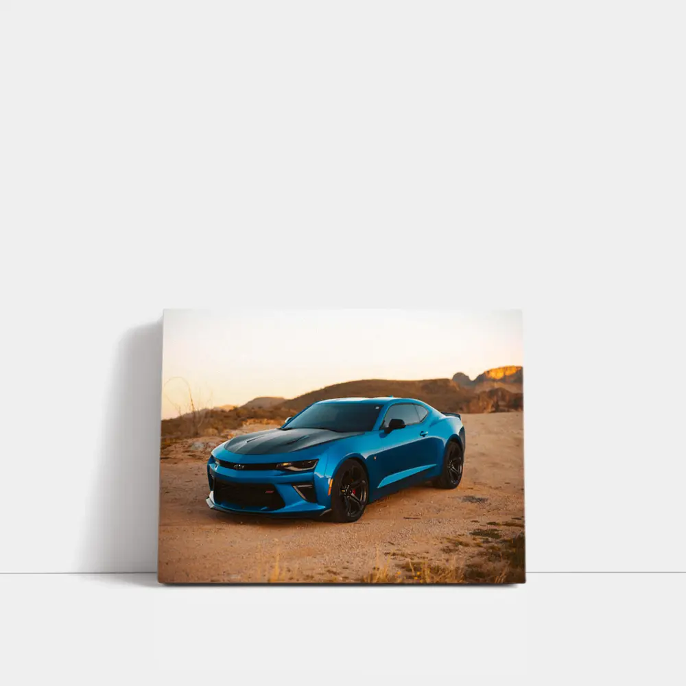 Chevrolet Camaro Blue Desert Sunset Scene – Wall Art