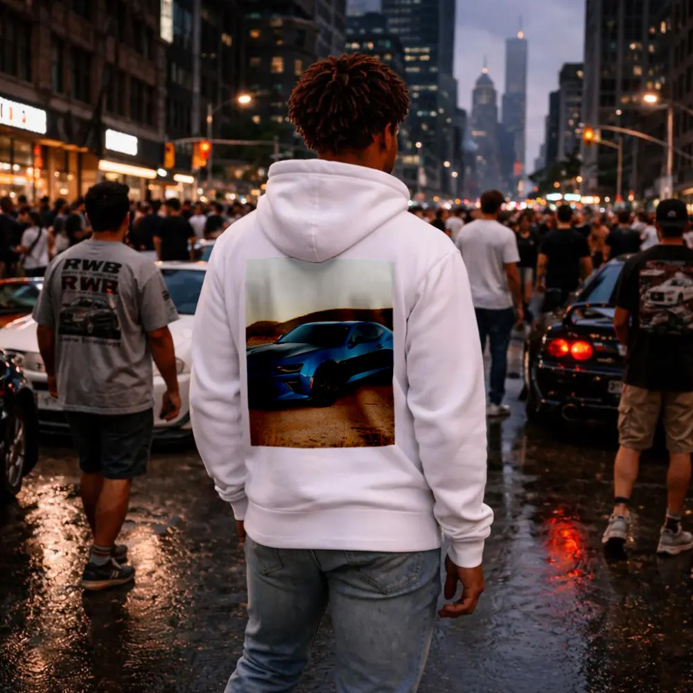 Chevrolet Camaro Blue Desert Sunset Scene – Hoodies