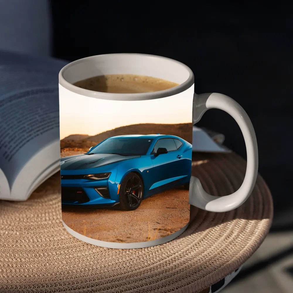 Chevrolet Camaro Blue Desert Sunset Scene – Mugs
