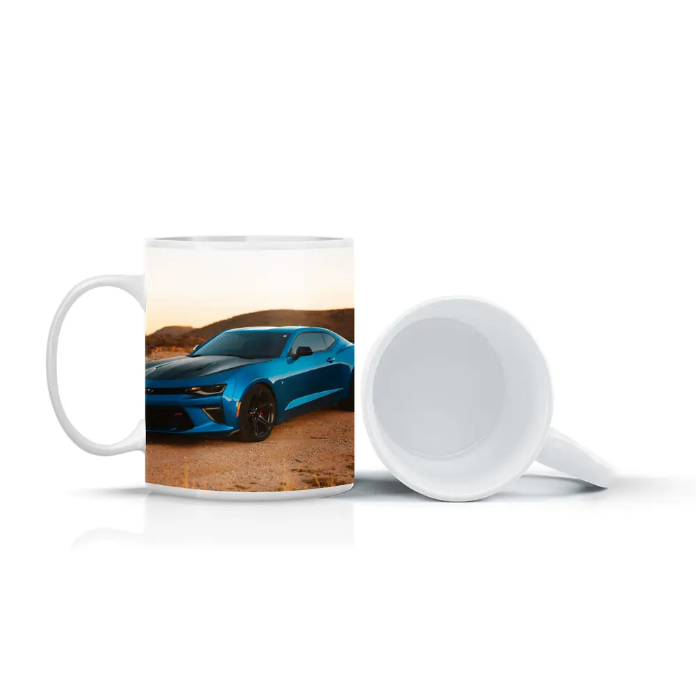 Chevrolet Camaro Blue Desert Sunset Scene – Mugs