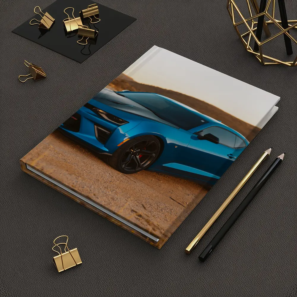Chevrolet Camaro Blue Desert Sunset Scene – Notebooks