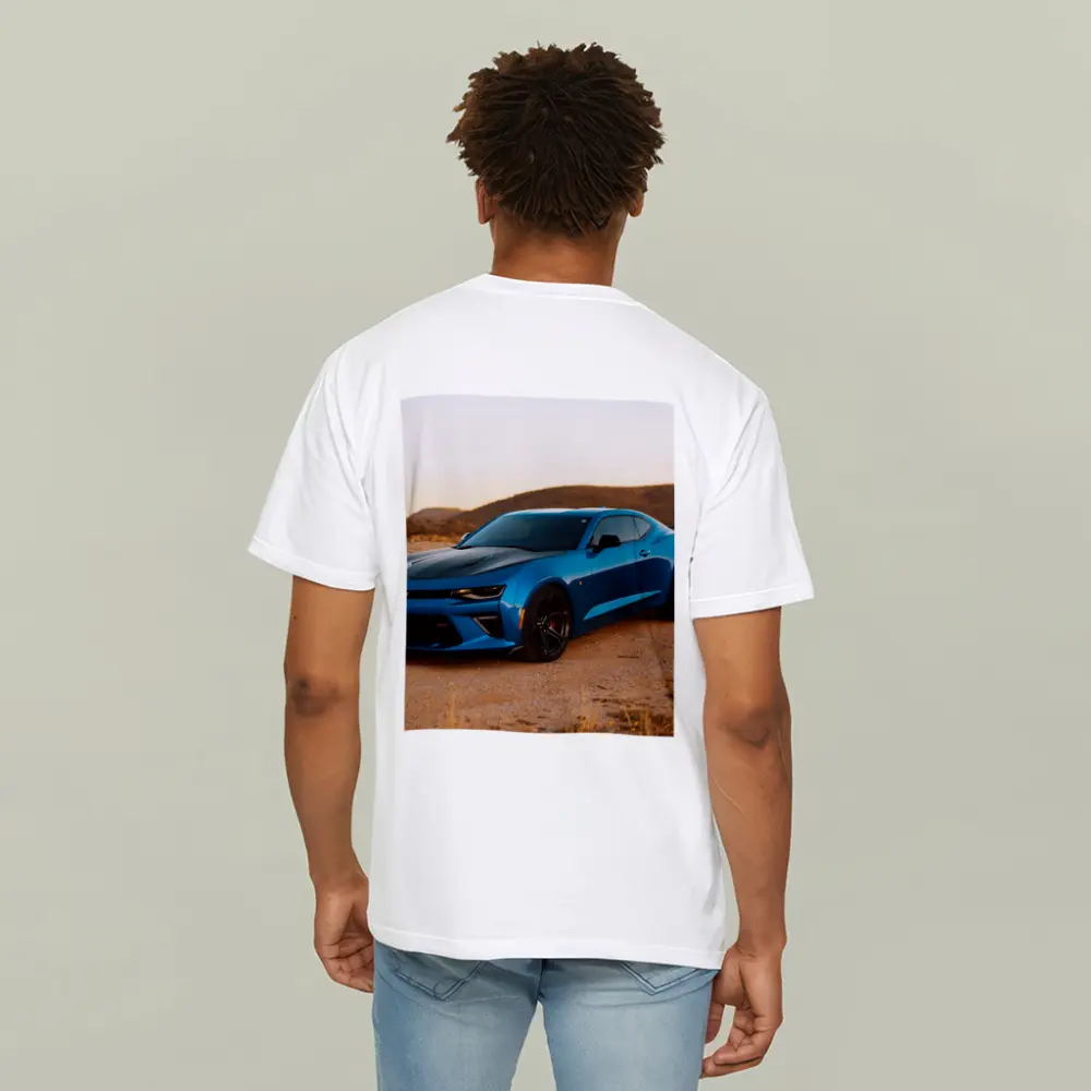 Chevrolet Camaro Blue Desert Sunset Scene – T-Shirts