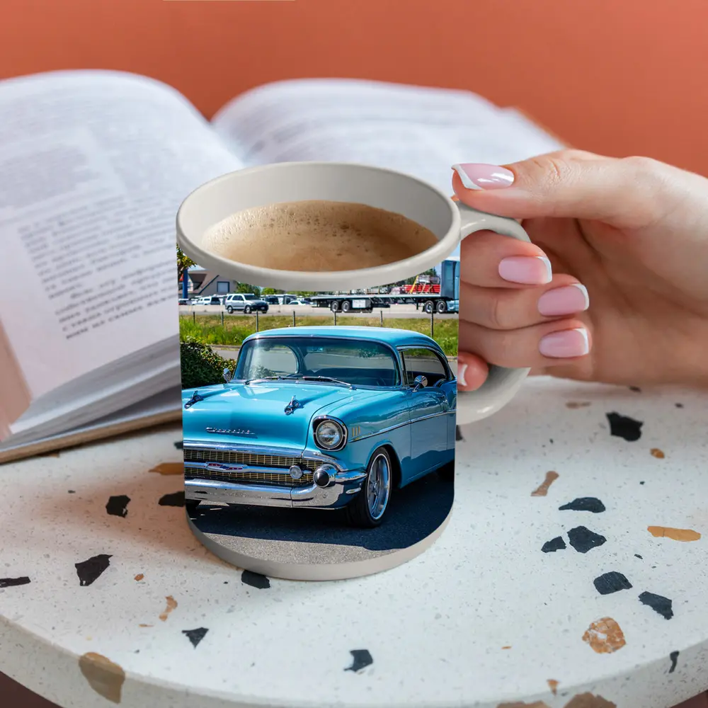 1957 Chevrolet Bel Air Classic Blue Car – Mugs