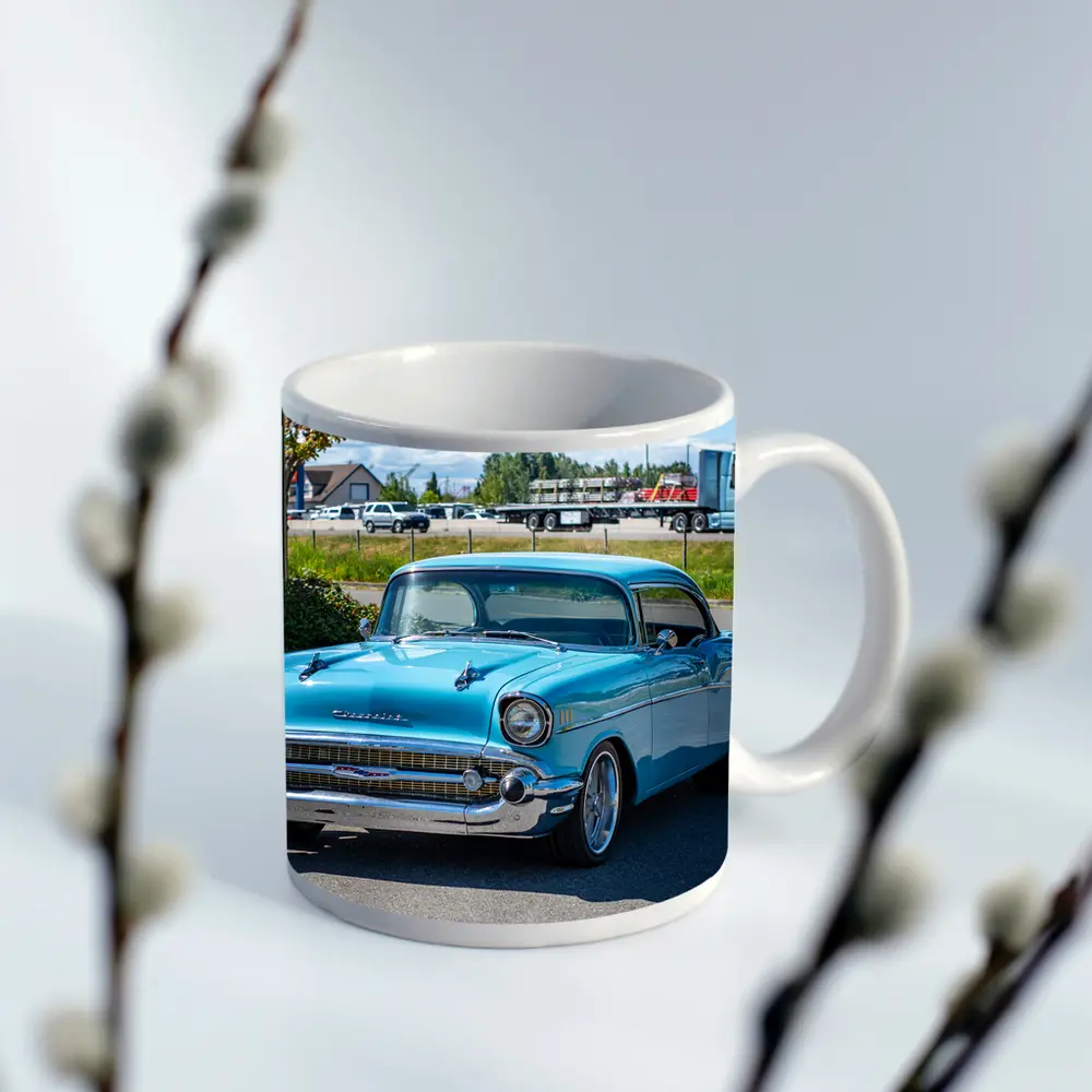1957 Chevrolet Bel Air Classic Blue Car – Mugs