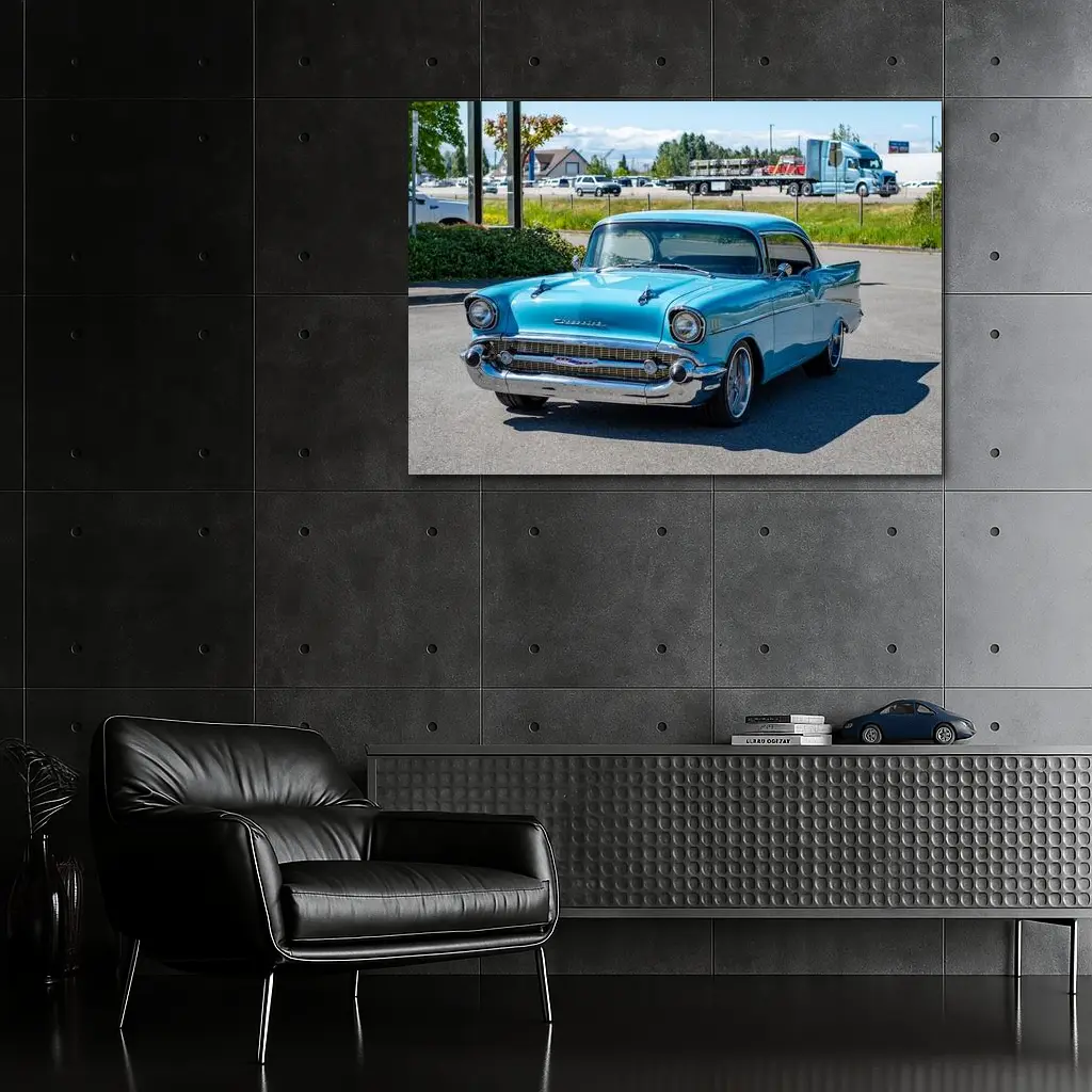 1957 Chevrolet Bel Air Classic Blue Car – Wall Art