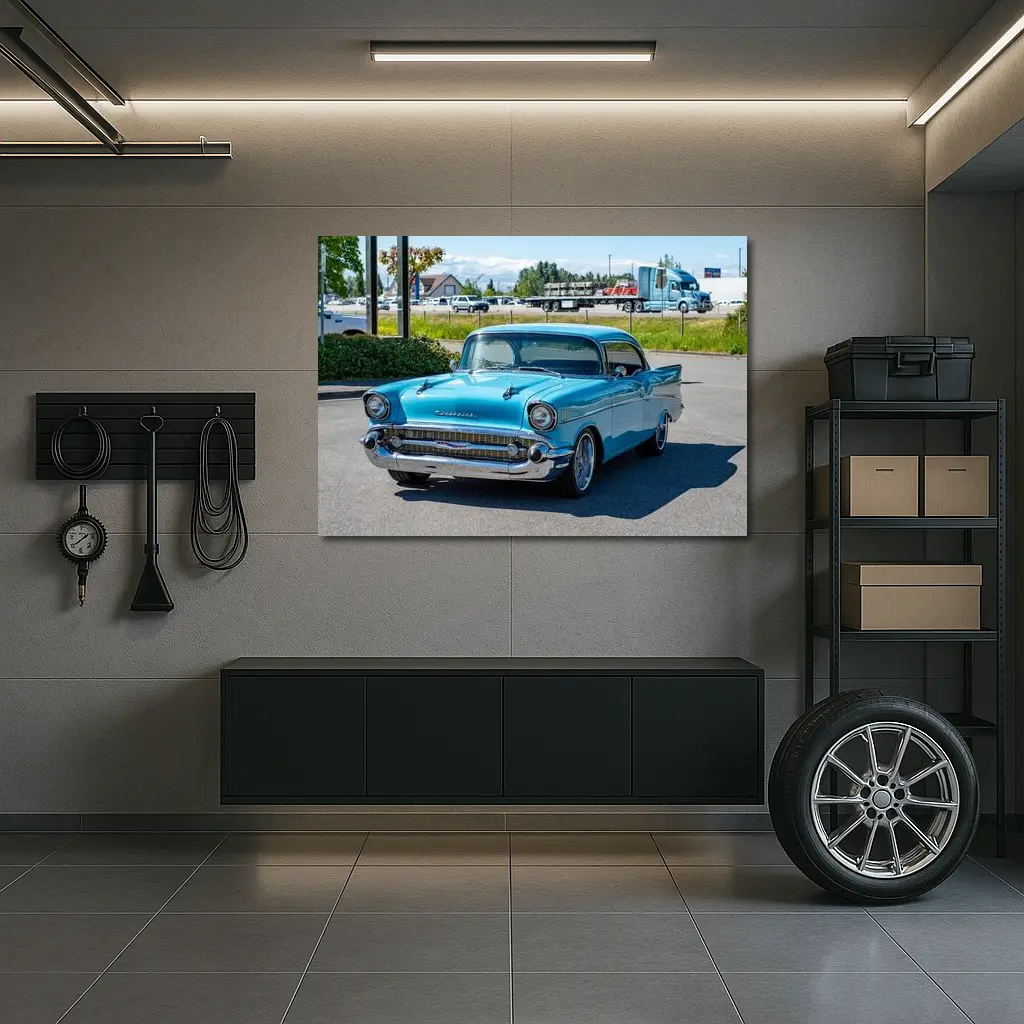 1957 Chevrolet Bel Air Classic Blue Car – Wall Art