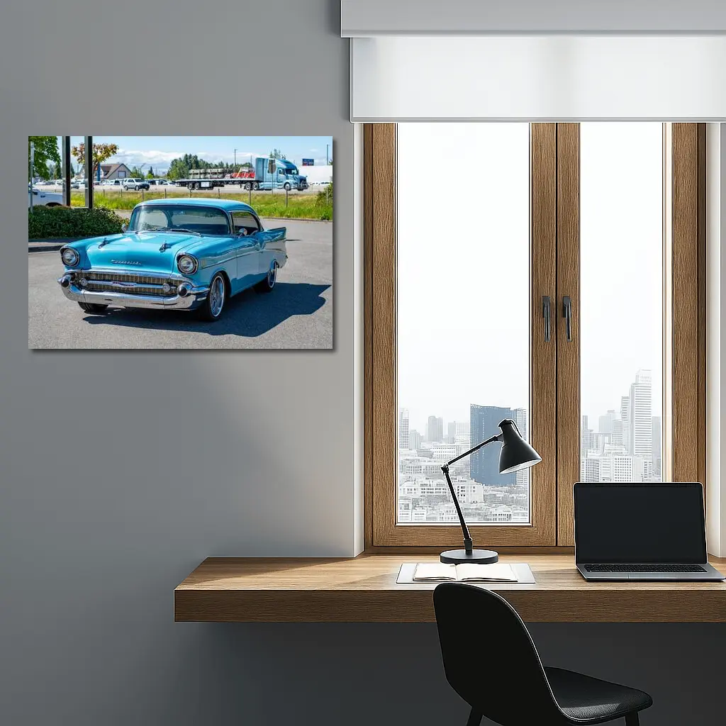 1957 Chevrolet Bel Air Classic Blue Car – Wall Art