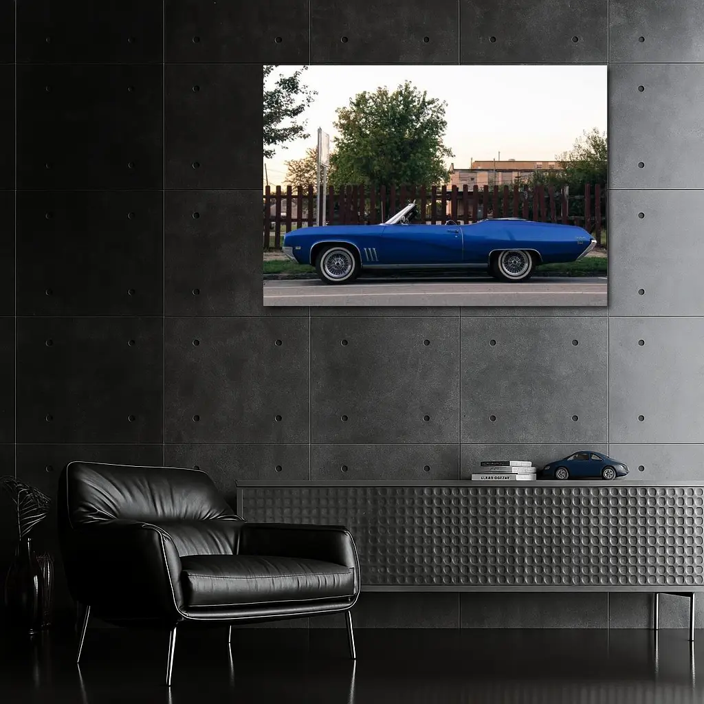 Classic Buick Skylark Blue Convertible Street – Wall Art