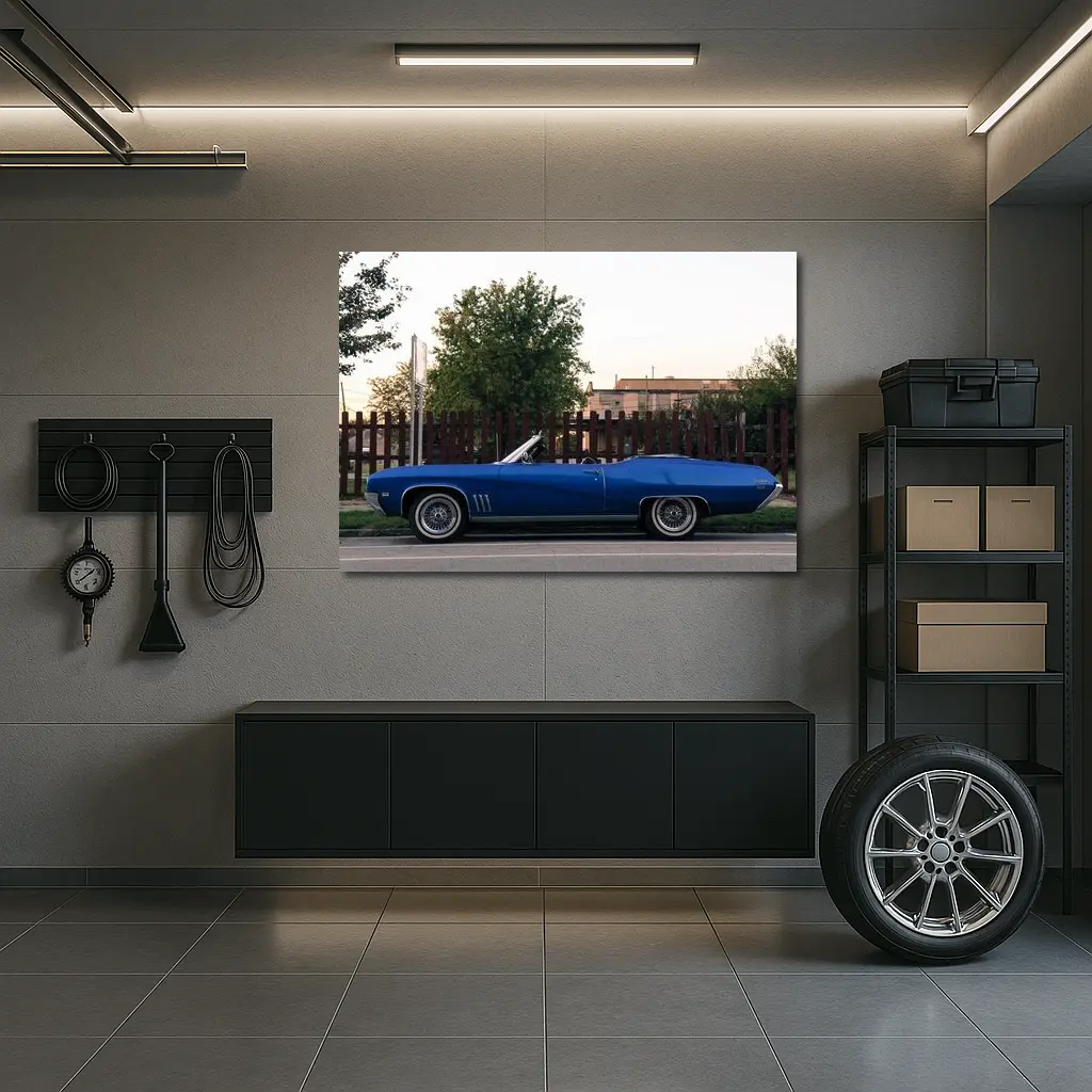 Classic Buick Skylark Blue Convertible Street – Wall Art