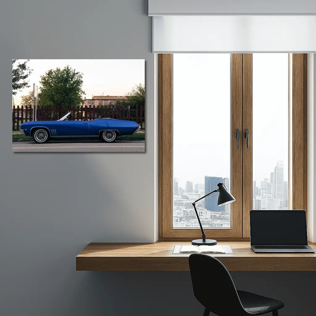 Classic Buick Skylark Blue Convertible Street – Wall Art