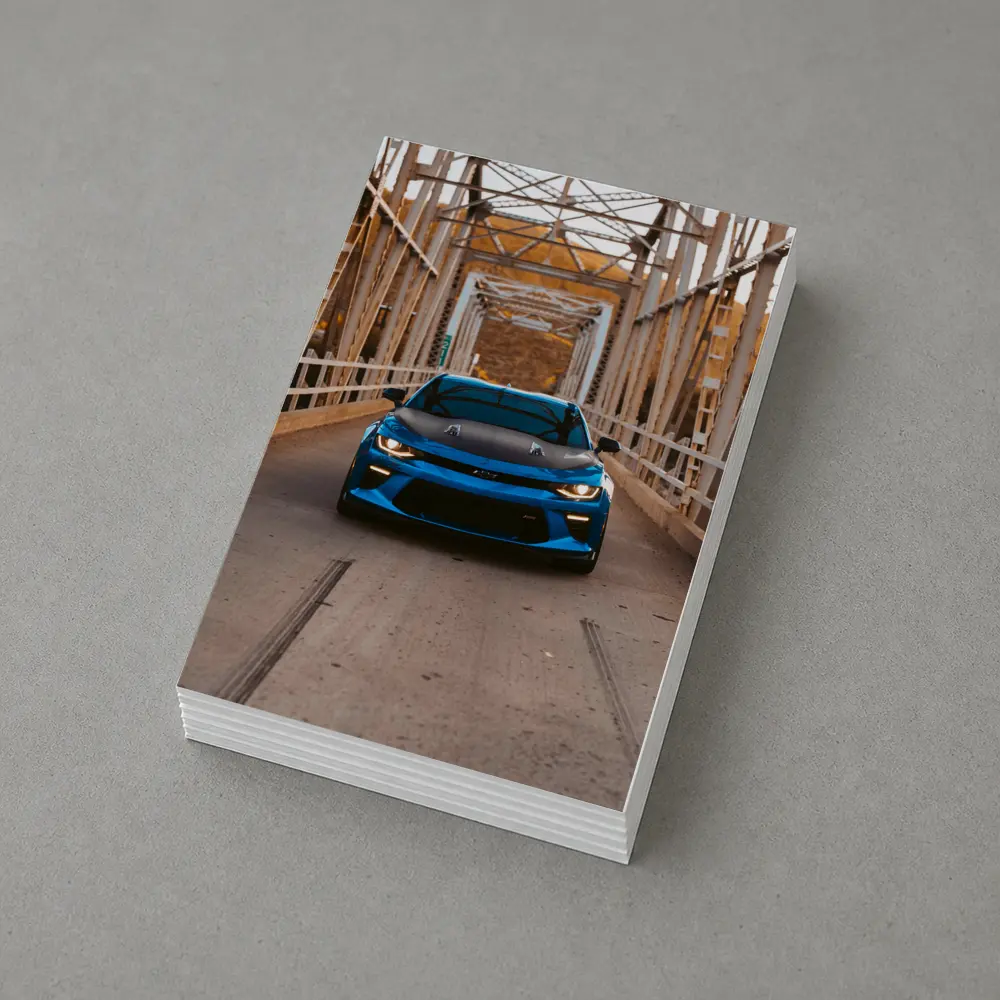 Chevrolet Camaro Blue on Steel Bridge – Postcards