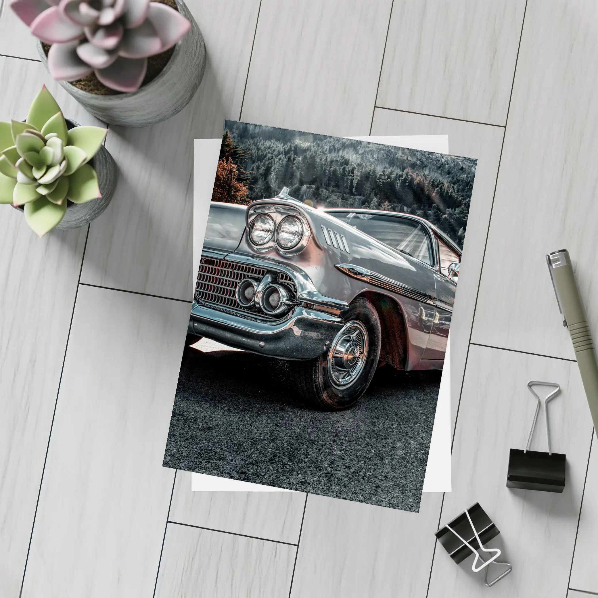 Chevrolet Impala Classic Chrome Mountain Forest – Postcards
