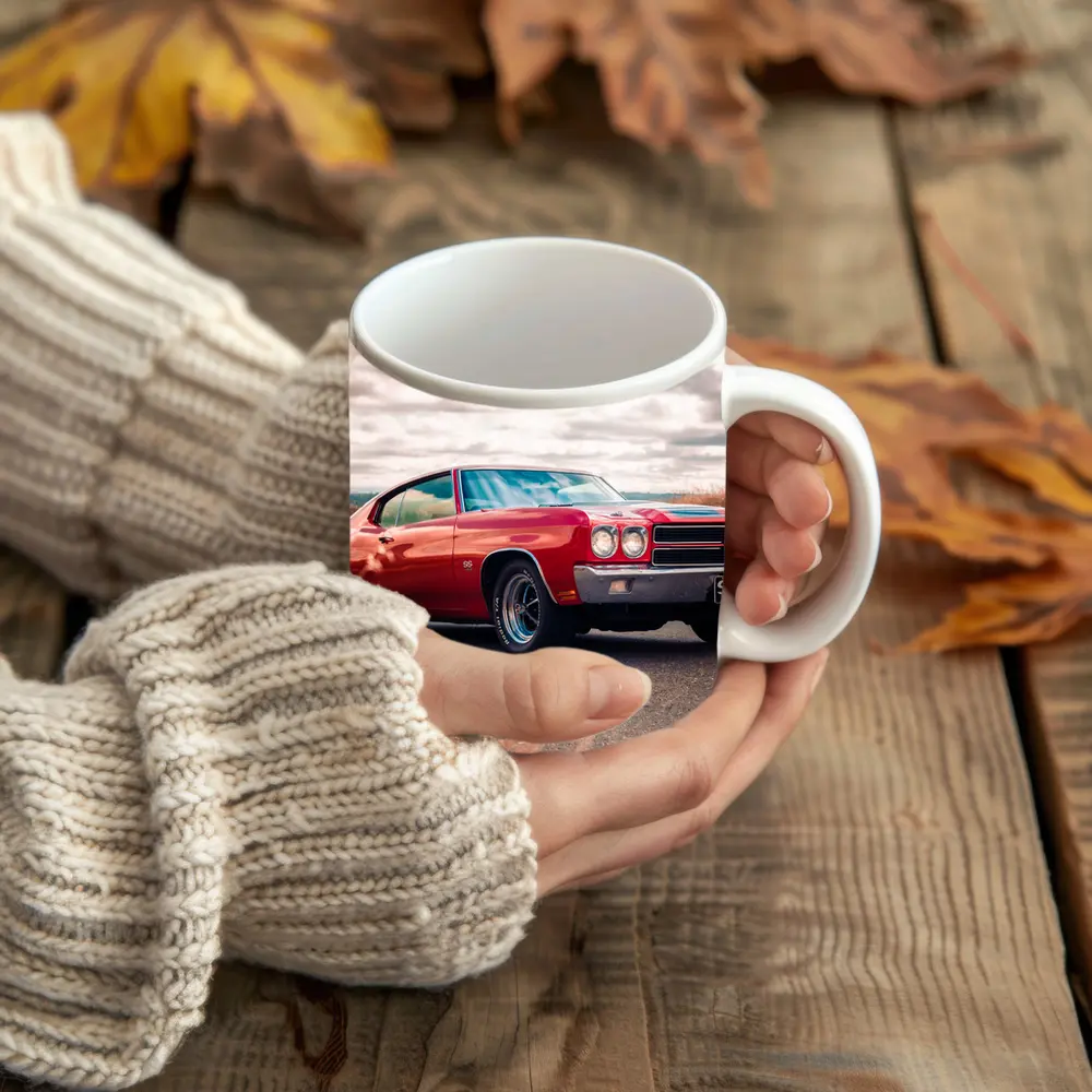 Red Chevrolet Chevelle SS Cloudy Sky – Mugs