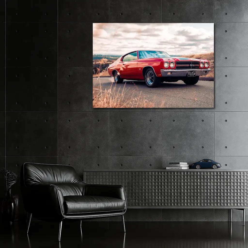 Red Chevrolet Chevelle SS Cloudy Sky – Wall Art